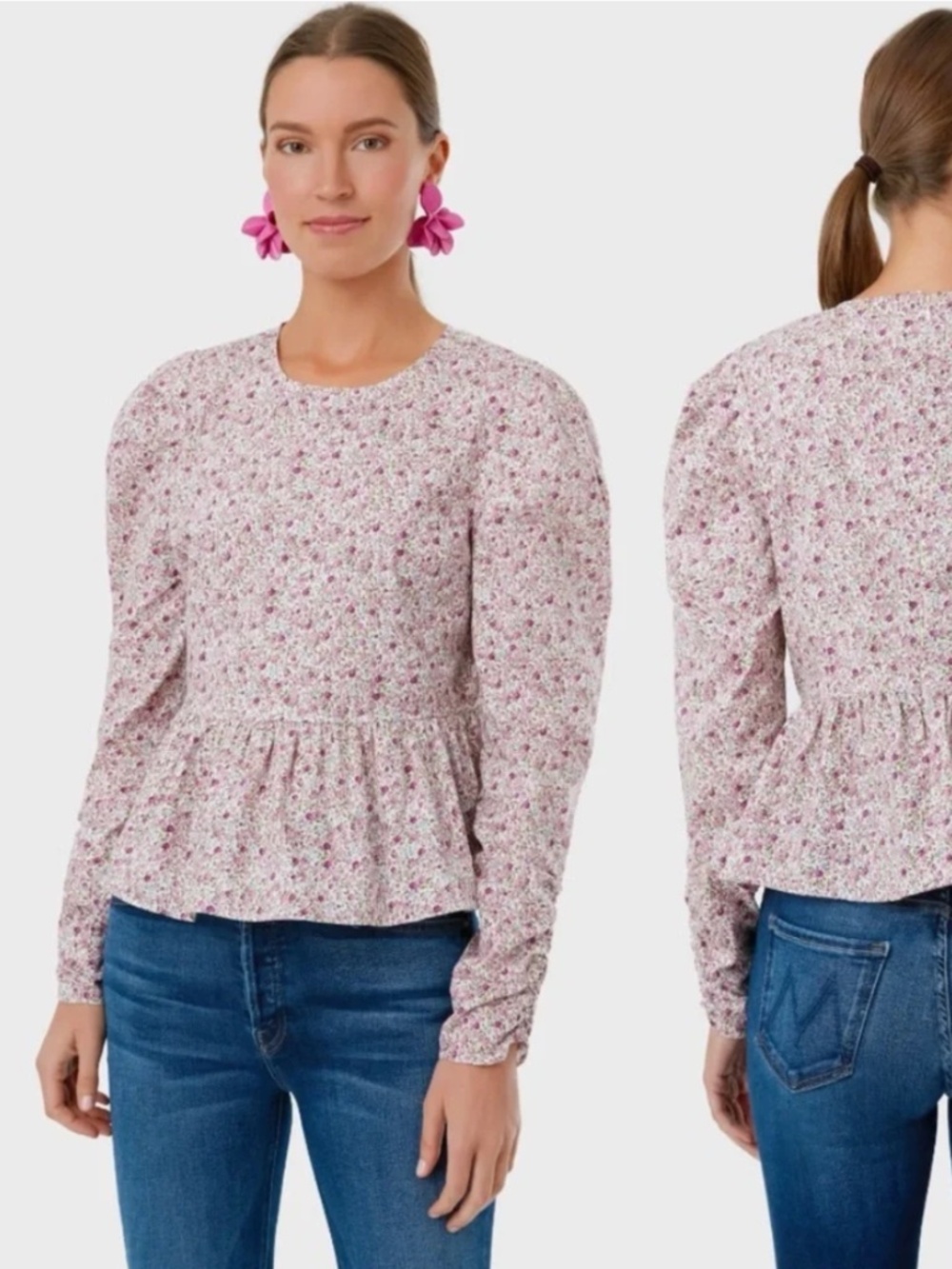 ECU Tuckernuck Hyacinth House Mia Floral Puff Sleeve Blouse